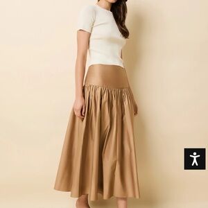 NWT Solid and Striped Magnolia Skirt in Camel